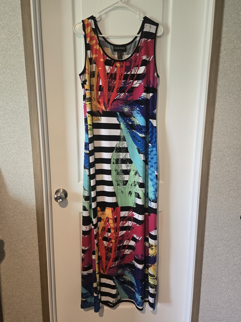 Frank Lyman Design Multicolor Striped & Abstract Print Maxi Dress